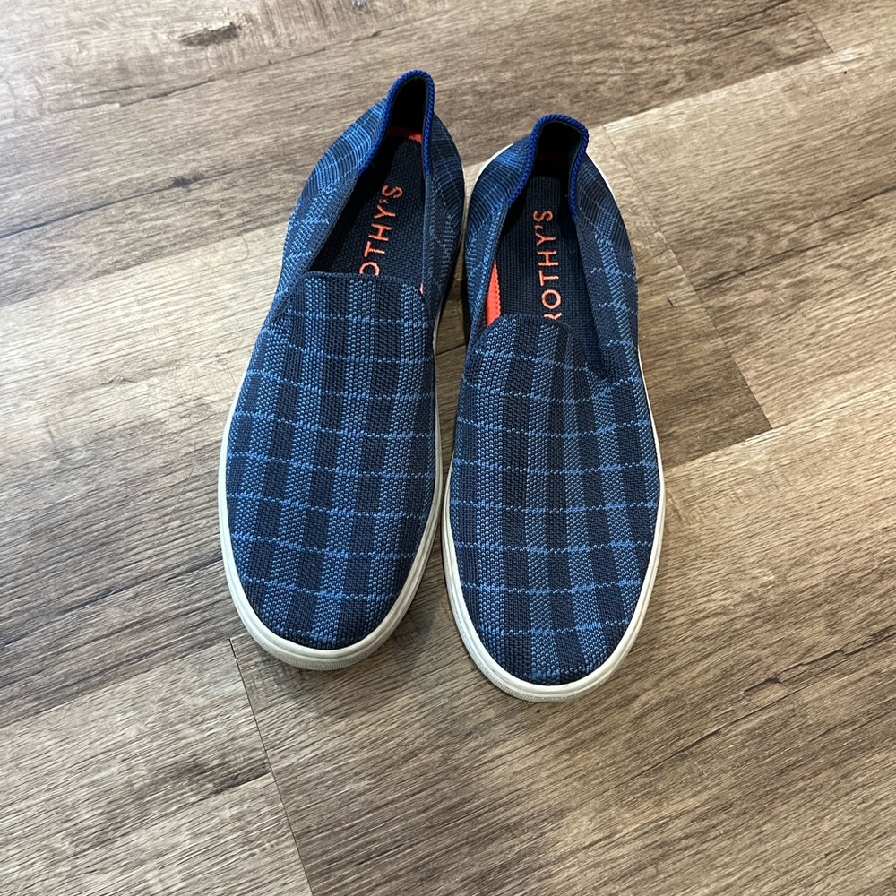 Rothy’s Blue Plaid Slip On Sneakers